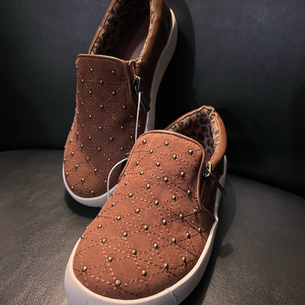 Brown Quilted Slip-On Sneakers